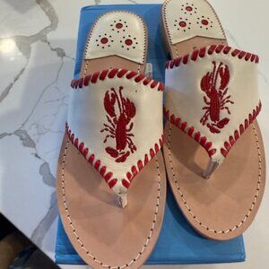 Jack Rogers Lobster Embroidered Sandals Size 9 M, Brand New in Box